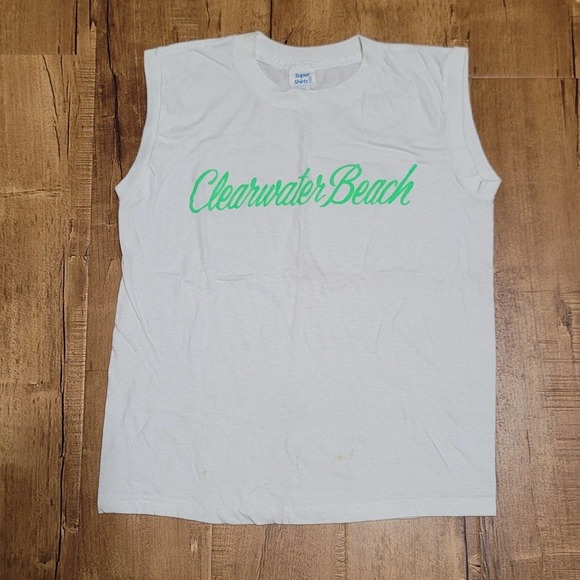 Vtg Clearwater Beach Florida Muscle Tank Top - Picture 1 of 7